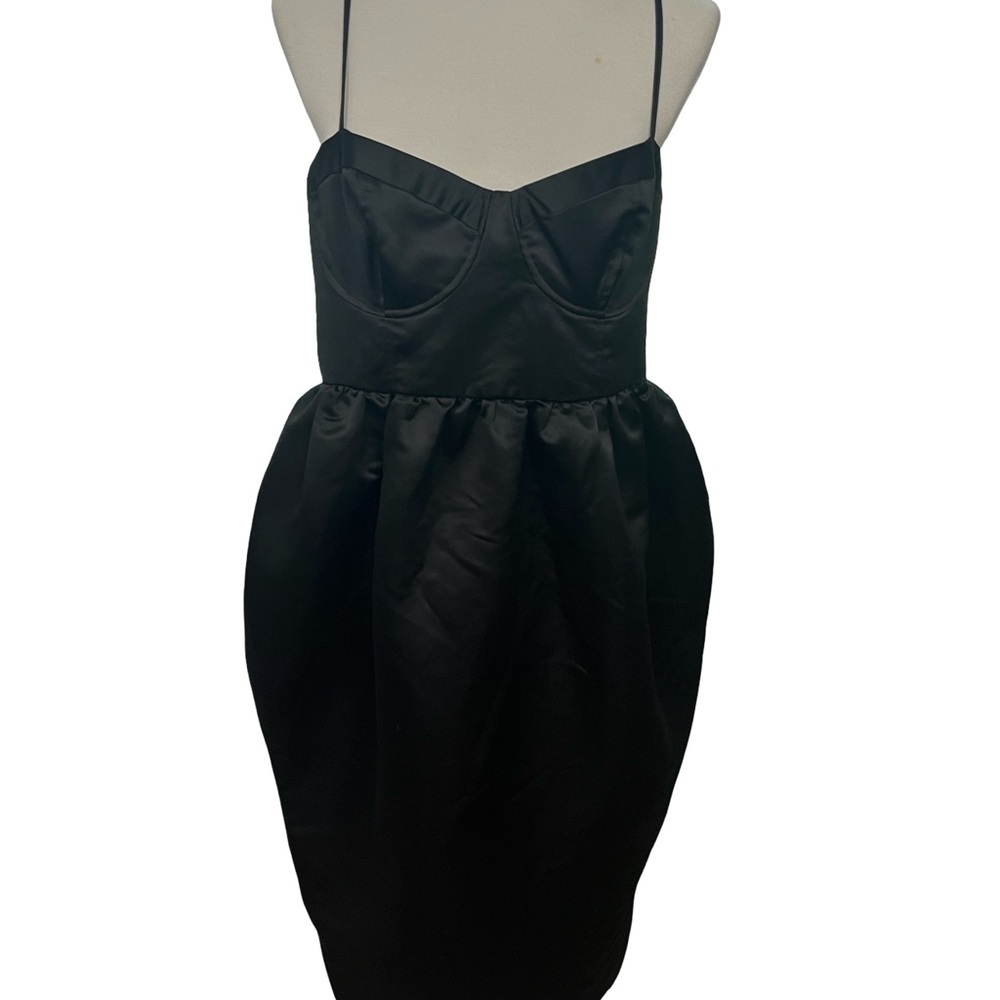 Chic Black Satin Mini Dress